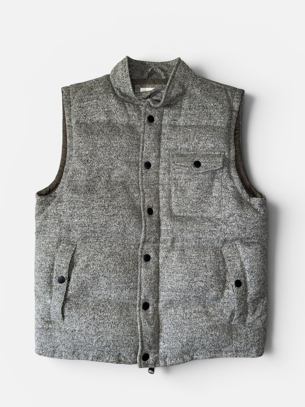Saturdays NYC mens L Large grey wool blend zip up puffer vest down fill EUC